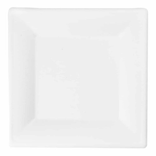 Piatti quadrati in polpa di cellulosa e PLA 26 cm compostabili bianchi