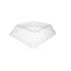 Coperchio compostabile trasparente in PLA per ciotole quadrate da 16 cm