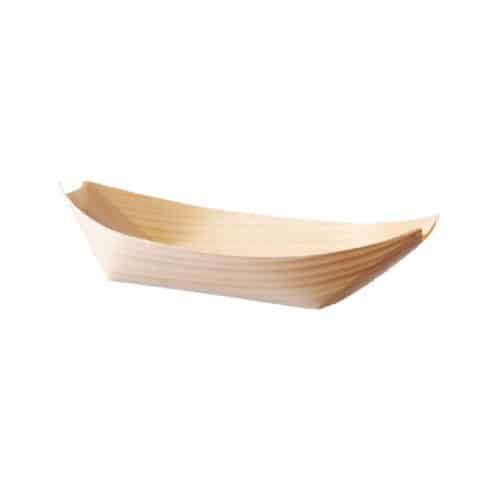 mini piatti a barchetta in legno per stuzzichini monouso compostabili