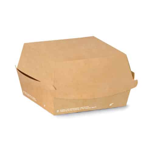 Porta burger in cartoncino avana rettangolare e PLA 12x12x7 cm 800 pz