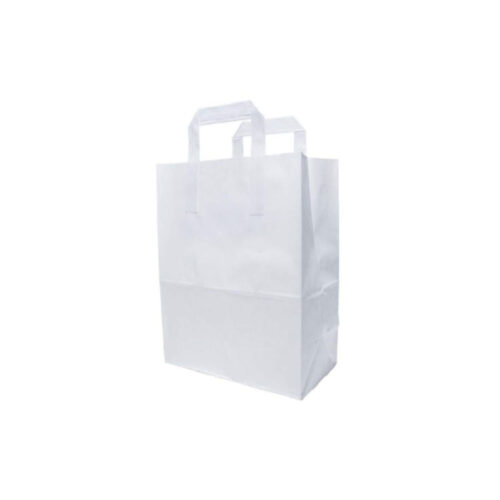 Shoppers bianco con manici in carta ecologica 25 17x32 cm 250 pz