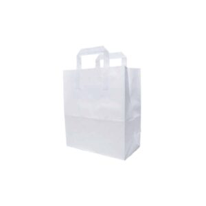 Shopper bianca con manici in carta ecologica 35+25X25 cm