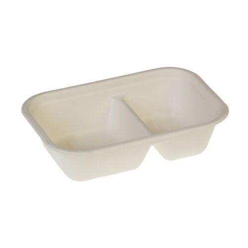 Vaschette a due scomparti biodegradabili e compostabili in polpa di cellulosa da 1000 ml