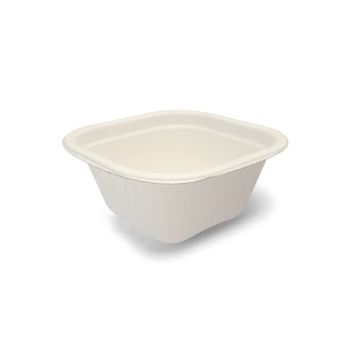 Vaschette quadrate compostabili per alimenti in polpa di cellulosa da 230 ml