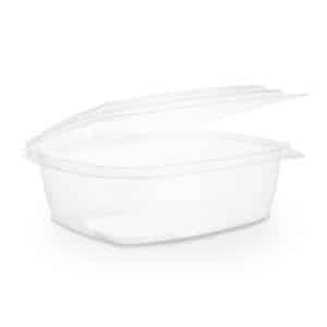 Insalatiera trasparente in bioplastica compostabile con coperchio incernierato 1000 ml