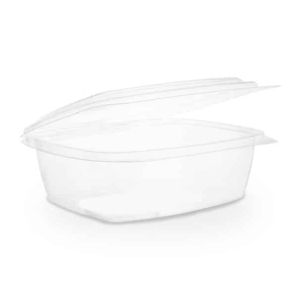 Insalatiera trasparente in bioplastica compostabile con coperchio incernierato 1000 ml