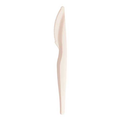 Coltelli biodegradabili e compostabili in materbi color bianco latte