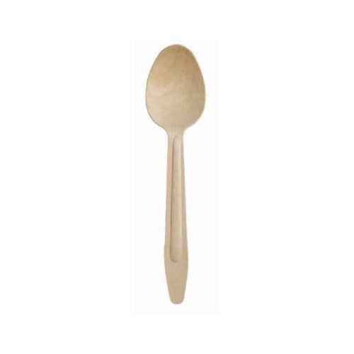 Cucchiaio monouso compostabile in legno chiaro 16.5 cm
