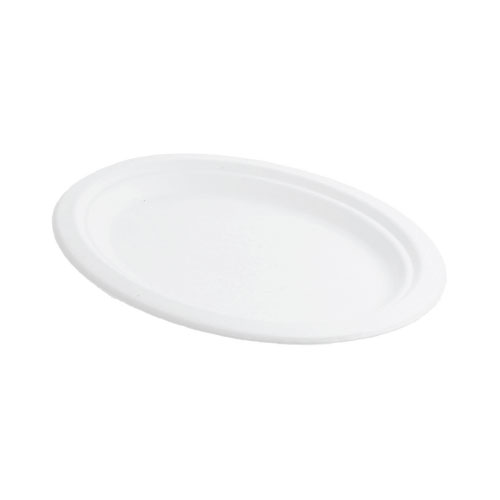Piatto ovale in polpa di cellulosa e PLA da 31x25 cm, ecologico e sostenibile per cibi