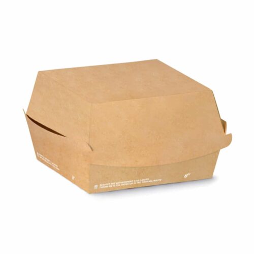 Porta burger compostabile rettangolare in cartoncino avana 15x10x7 cm