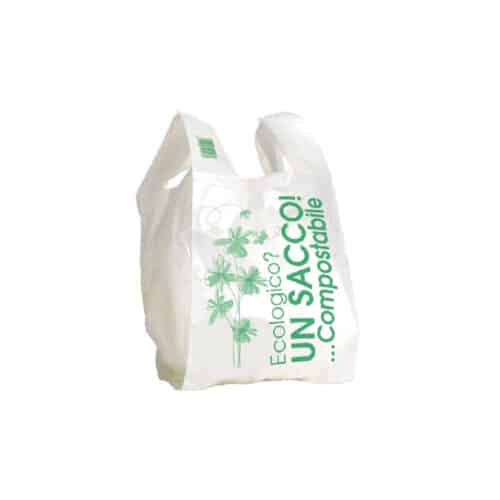 Shopper in Materbi personalizzati ecologica e compostabile in Materbi bianca media 26+6+6x50 cm
