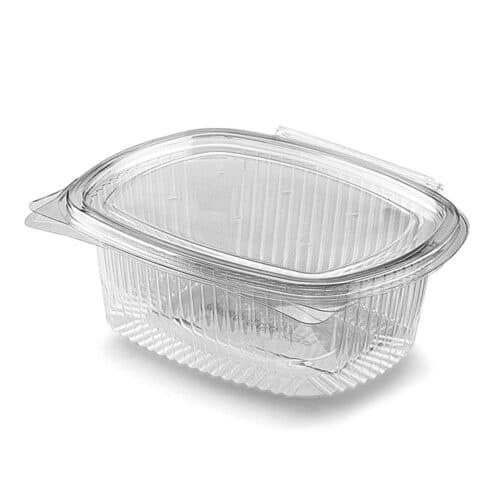 vaschetta ovale trasparente con coperchio incernierato compostabile