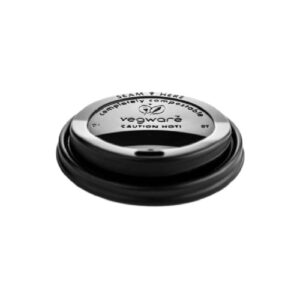 Coperchio per bicchieri nero in cpla compostabile per bevande calde da 360-590 ml