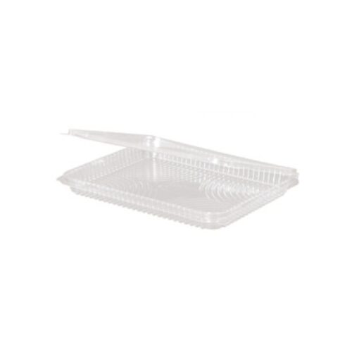 Vaschette compostabili trasparenti slim con coperchio incernierato in PLA altezza 2 cm