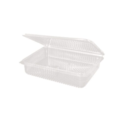 Vaschette per affettati compostabili trasparenti slim con coperchio incernierato in PLA altezza 3,5 cm