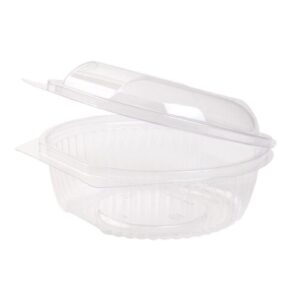 insalatiera compostabile trasparente con coperchio incernierato da 750ml tonda