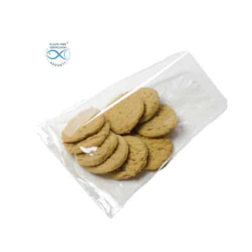 sacchetto trasparente per biscotti biodegradabile 90+60x280 mm