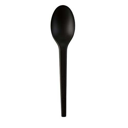Cucchiaio monouso nero compostabile in cpla