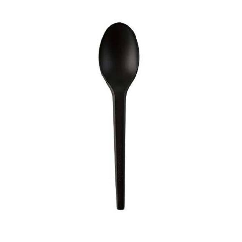 Cucchiaio monouso compostabile nero in bioplastica 16.5 cm