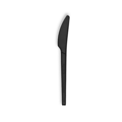 coltello nero compostabile ed ecologico in bioplastica misure 16,5 cm 100 pezzi