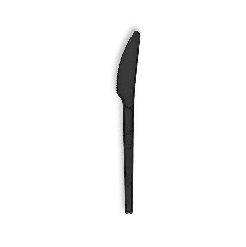 coltello nero compostabile ed ecologico in bioplastica misure 16,5 cm 100 pezzi