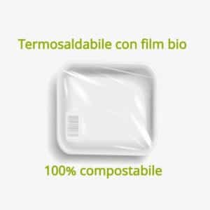 Vaschetta con film compostabile per alimenti biologici
