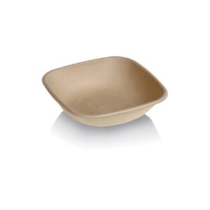 Piatti fondi compostabili rettangolari in polpa di cellulosa avana da 600 ml