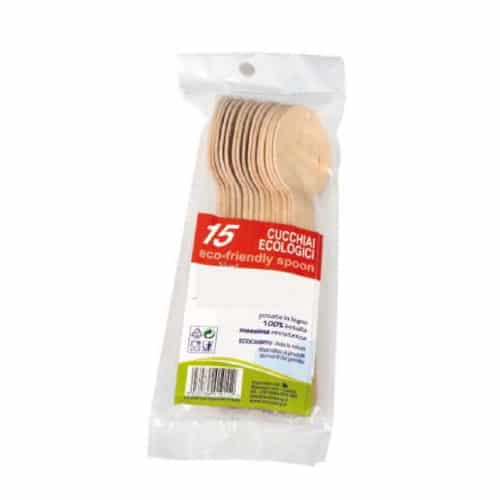 Cucchiai in legno compostabili dettaglio 360pz