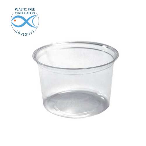 Contenitore compostabile trasparente rotondo in bioplastica da 900 ml