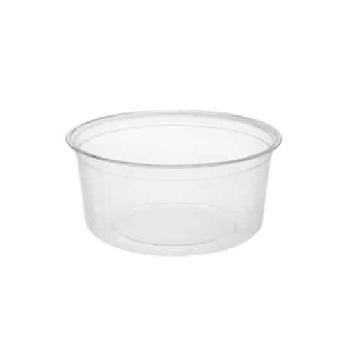 Contenitore rotondo in bioplastica compostabile trasparente da 340 ml