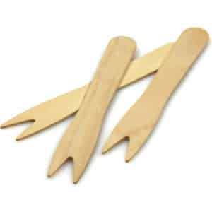 Forchettine in legno biodegradabili in confezione da box