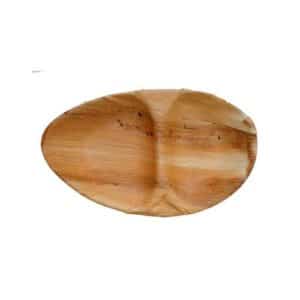 Piatto biologico ovale biscomparto in foglia di palma 26cm