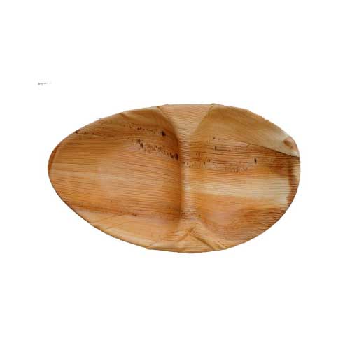 Piatto biologico ovale biscomparto in foglia di palma 26cm
