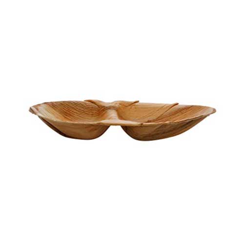 Piatto biologico ovale biscomparto in foglia di palma 26cm