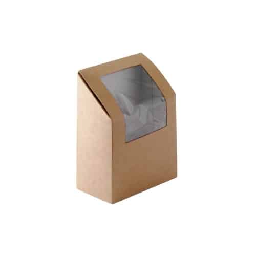 Scatola per cibi compostabile con finestra trasparente in PLA