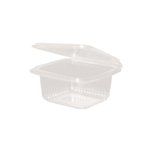 Vaschette trasparenti con coperchio incernierato, ecologiche e compostabili