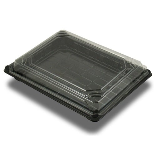 Vassoio compostabile con coperchio per Sushi 24.5x15 cm altezza 4 cm