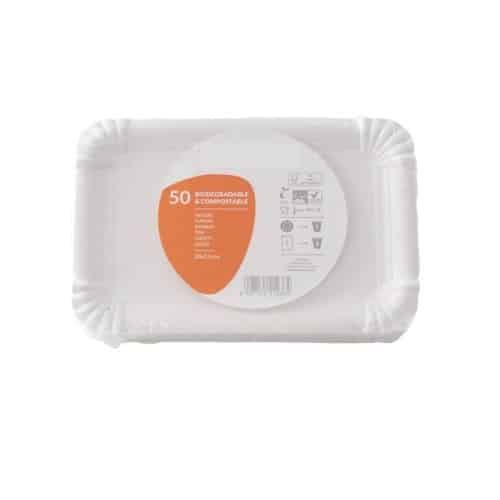 Vassoio in cartoncino compostabile foderato in Biocoated 20x13 cm