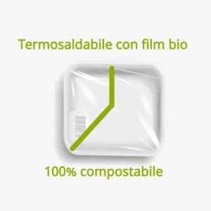 vaschetta compostabile termosaldabile con film trasparente