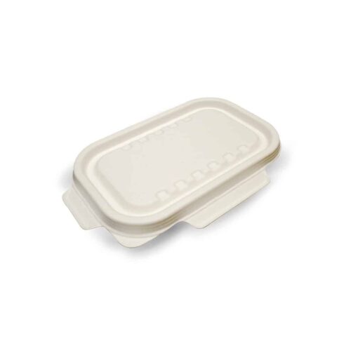 Coperchio compostabile in polpa di cellulosa per vaschette da 500-650 ml, personalizzabile