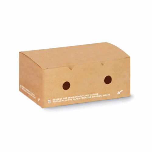 scatola rettangolare biodegradabile con fori per alimenti 12x10x7 cm