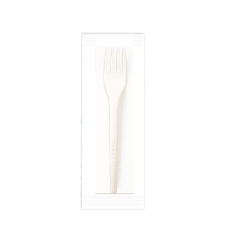 set forchetta e tovagliolo imbustati, biodegradabili e compostabili