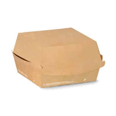 Porta burger personalizzato medio in cartoncino avana 12x12x7 cm 800 pz