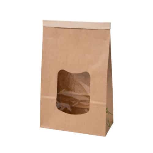 Sacchetti in carta kraft con finestra in PLA 15,5 x 7 x 24,2 cm 400 PZ