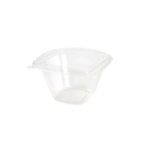 contenitore quadrato trasparente biodegradabile con coperchio incernierato 500 ml