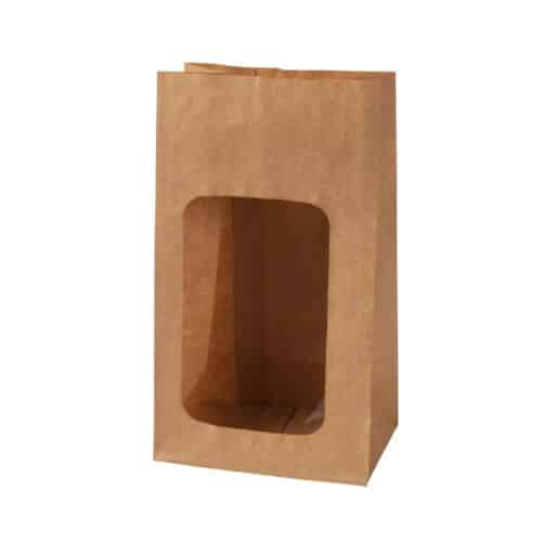 sacchetto in carta kraft con finestra compostabile 9,5+5,5x18 cm