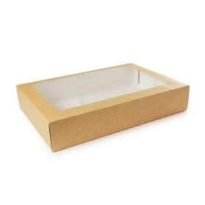 scatola in cartoncino ecologico con finestra in PLA compostabile, formato grande