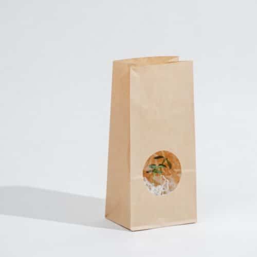 Sacchetti in carta kraft con finestra in Pla chiusura tin-tie 9x5 h 26 cm 500 pz