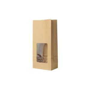 Sacchetto in carta kraft con finestra per alimenti compostabile 23,5x11x6 cm
