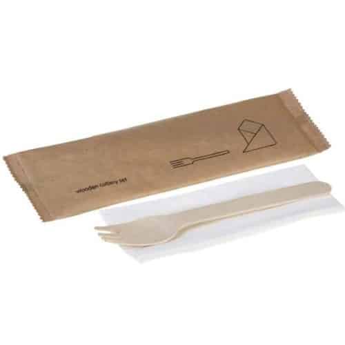 set forchetta legno e tovagliolo